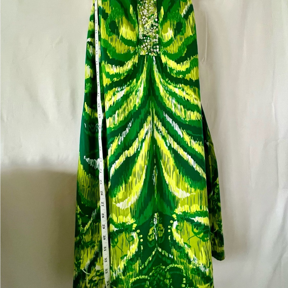 EUC * INC International Concepts Yellow and Green Halter Midi Sundress - Picture 9 of 9